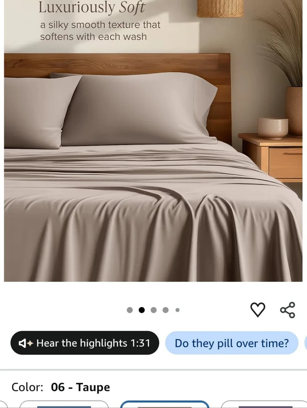 Bare Home taupe 100% Rayon Bamboo Sheet Set - Soft Home Bedding